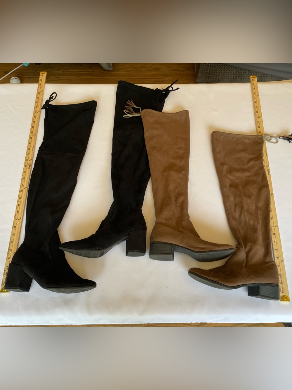 🔥 2-Pair Bundle Over-the-Knee Faux Suede Boots Black & Brown Size 8.5